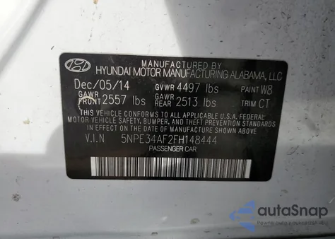 2015 Hyundai Sonata Sport from USA, damaged, VIN 5NPE34AF2FH148444